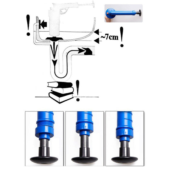High Pressure Air Drain Blaster Pump Sink Tubs Pipe Clog Cleaner Remover Toilets