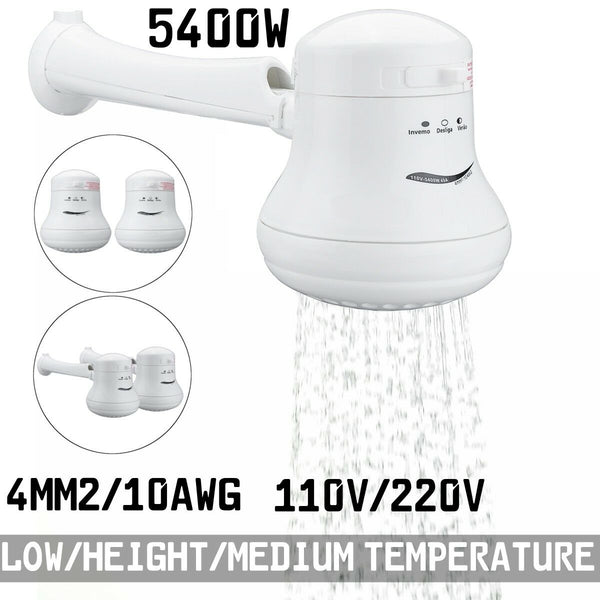 Electric Shower Head Temperature Instant Hot Water Mode Heater Bath Hose Bracket