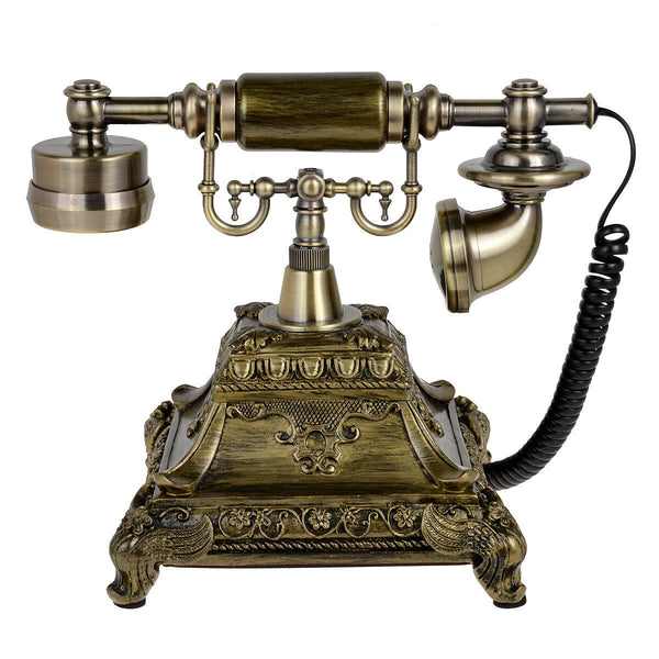 European Style Retro Bronze Antique Telephone Rotary Dial Desk Phone Home Decor
