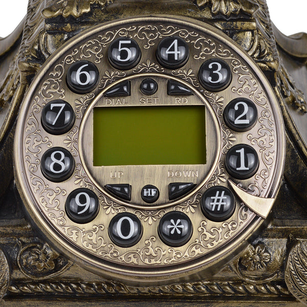 European Style Retro Bronze Antique Telephone Rotary Dial Desk Phone Home Decor