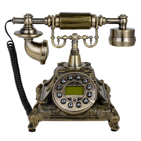European Style Retro Bronze Antique Telephone Rotary Dial Desk Phone Home Decor