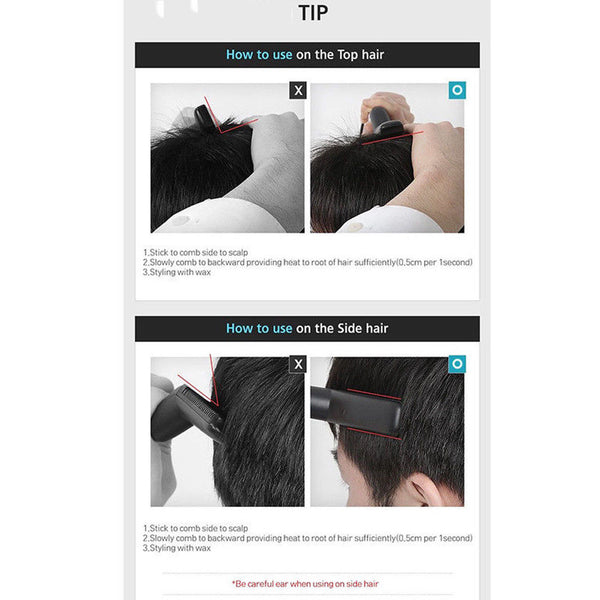 Men Curly Straight Hair Styling Curler Straightener Iron Quick Hair Styler Comb