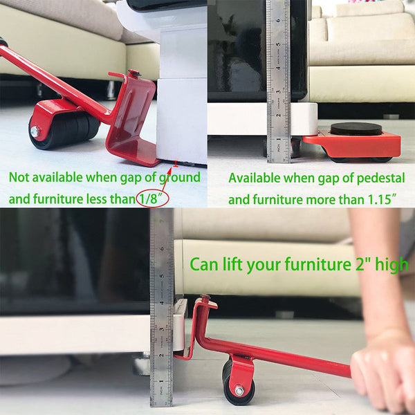 Furniture Cabinet Appliances Crane Suit Lifter Crow bar Rollers Roll Slide Mover