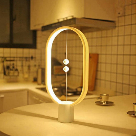 LED Night USB Powered Magnetic Ball Heng Balance Table Light Decor Office Lamps