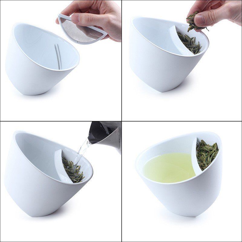 Tea Cup Infuser Filter Steeper Special Creative Tipping Teacup Tilt Strainer Mug