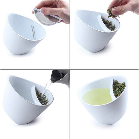 Tea Cup Infuser Filter Steeper Special Creative Tipping Teacup Tilt Strainer Mug