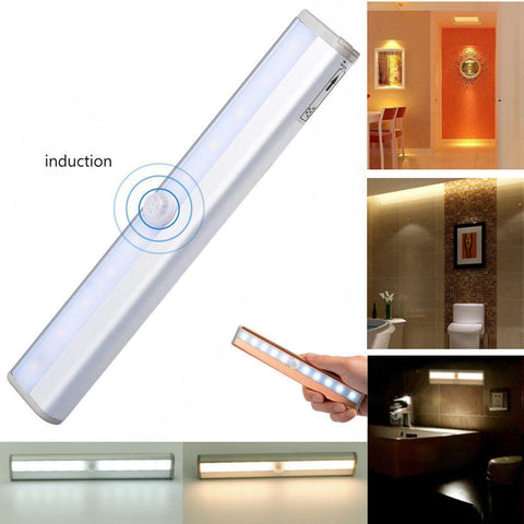 12 LED PIR Portable Wireless Motion Sensor Closet Cabinet Night Light Lamp Stick