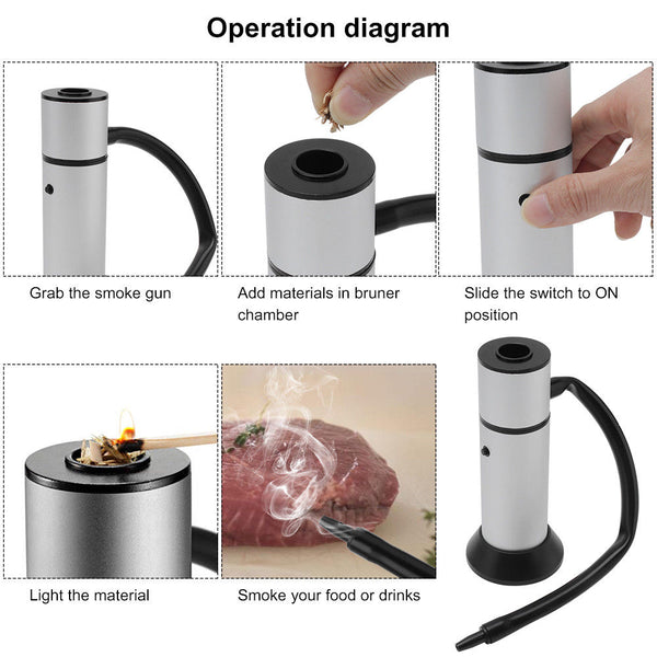 Meat Smoker Portable Smoking Gun Flavour Smokey Food Infuser Cheese Outdoor BBQ