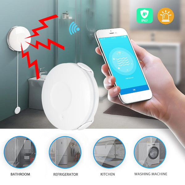 Smart WiFi Water Sensor Flood Leak Detector Alarm APP Alert Notification Water