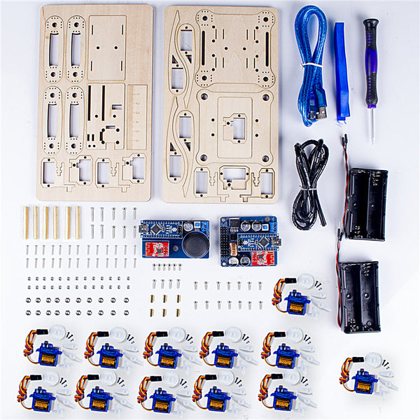 Remote Control Crawling Quadruped Wood Robot Learning Kit for Arduino Nano Board