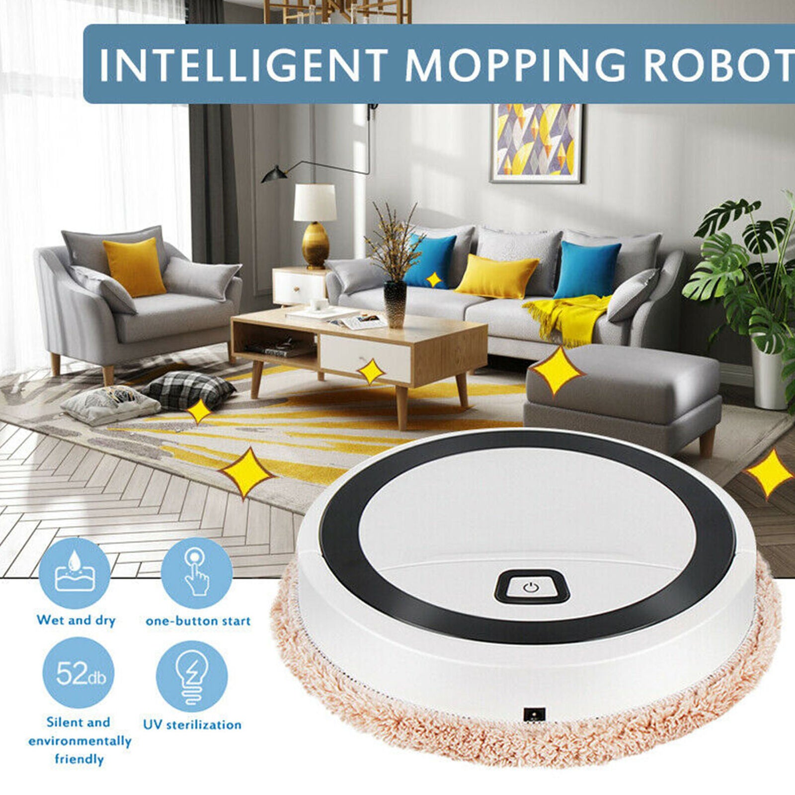 Smart Auto Robot Mopping Mop Machine Cleaning Floor Carpet Sweeper USB charging