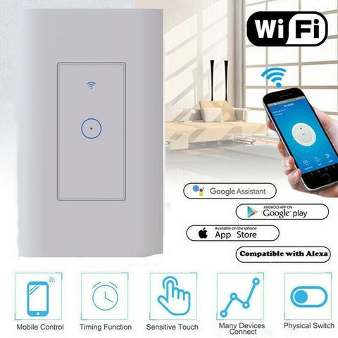 Smart WiFi Light Wall Voice Remote Control Switch w/ Alexa Google Home App Apps