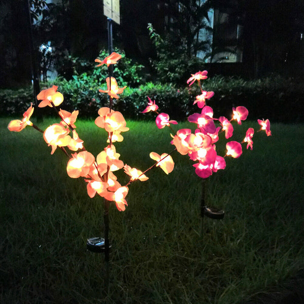 2X Solar Fairy Garden LED Lights Orchid Flowers Stake Lamp Yard Outdoor Patio