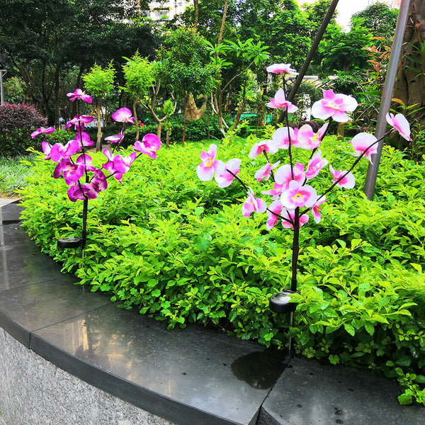 2X Solar Fairy Garden LED Lights Orchid Flowers Stake Lamp Yard Outdoor Patio
