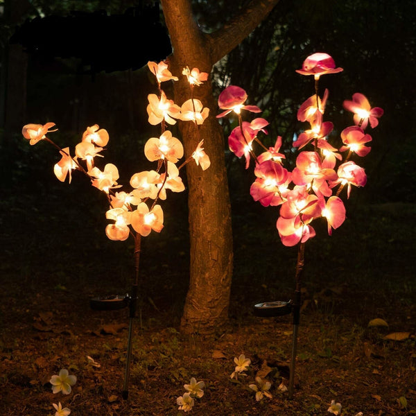 2X Solar Fairy Garden LED Lights Orchid Flowers Stake Lamp Yard Outdoor Patio