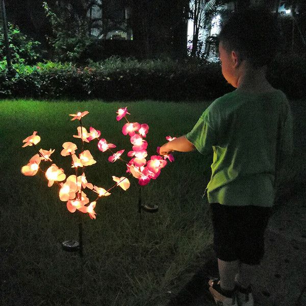 2X Solar Fairy Garden LED Lights Orchid Flowers Stake Lamp Yard Outdoor Patio