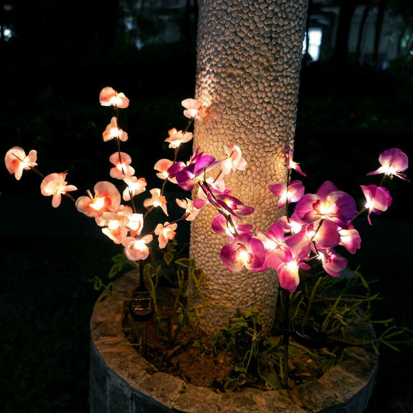 2X Solar Fairy Garden LED Lights Orchid Flowers Stake Lamp Yard Outdoor Patio
