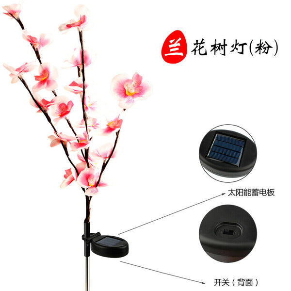 2X Solar Fairy Garden LED Lights Orchid Flowers Stake Lamp Yard Outdoor Patio