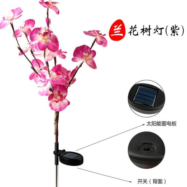 2X Solar Fairy Garden LED Lights Orchid Flowers Stake Lamp Yard Outdoor Patio