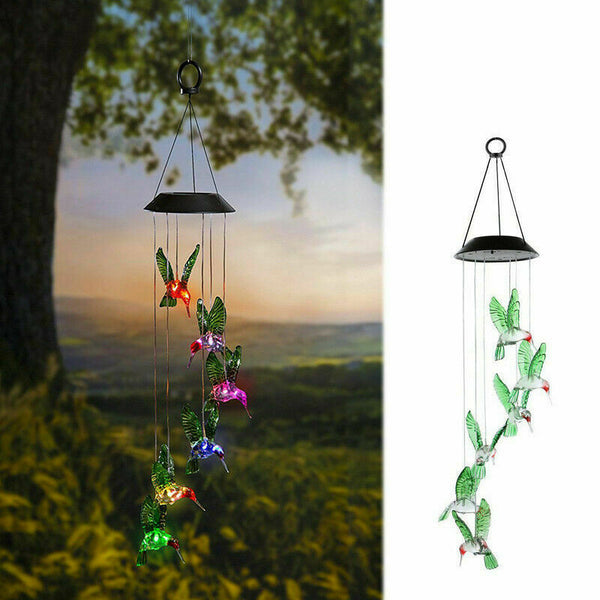 LED Solar lights Wind Hummingbird Wind Chime for Night Garden Yard Decoration