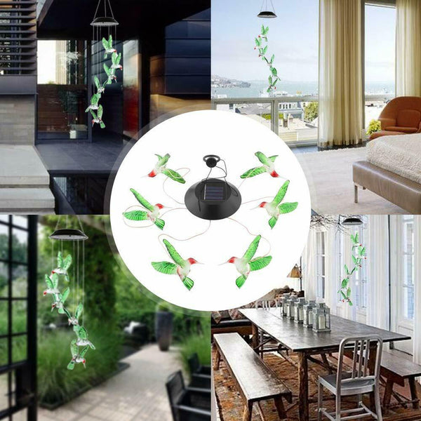 LED Solar lights Wind Hummingbird Wind Chime for Night Garden Yard Decoration
