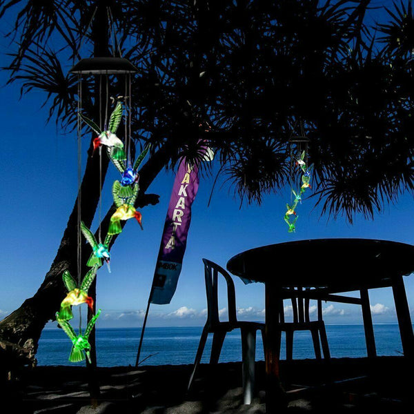 LED Solar lights Wind Hummingbird Wind Chime for Night Garden Yard Decoration