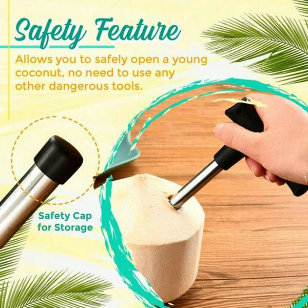 4X Raw Young Fresh Coconut Coconuts Opener Drilling Drill Opening Tool Knife