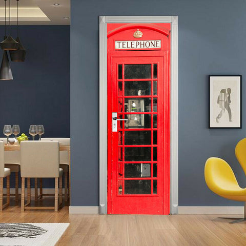 Door Decor Wall Art Fridge Sticker Film for London Telephone Box phone Booth