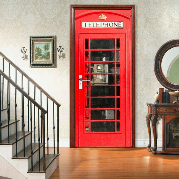 Door Decor Wall Art Fridge Sticker Film for London Telephone Box phone Booth