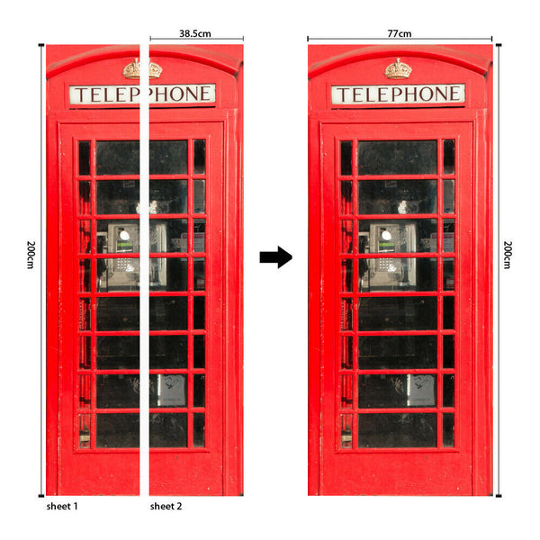 Door Decor Wall Art Fridge Sticker Film for London Telephone Box phone Booth