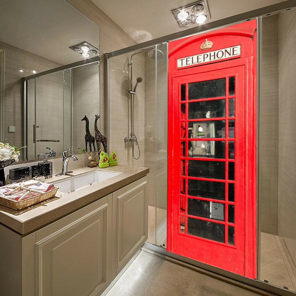 Door Decor Wall Art Fridge Sticker Film for London Telephone Box phone Booth