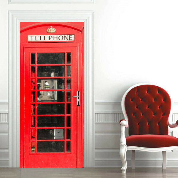 Door Decor Wall Art Fridge Sticker Film for London Telephone Box phone Booth
