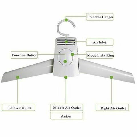Electric Folding Clothes Drying Rack Smart Hang Dryer Hanger Portable Travel