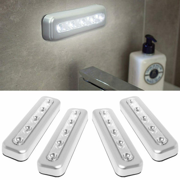 4X LED Strip Push Light Lights Sticker Battery Stick ON Kitchen Cupboard Shed