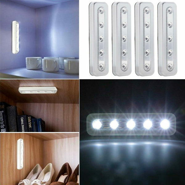 4X LED Strip Push Light Lights Sticker Battery Stick ON Kitchen Cupboard Shed