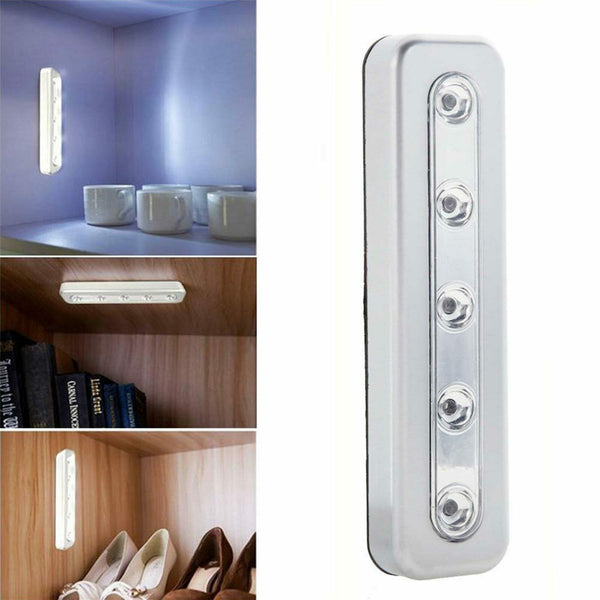 4X LED Strip Push Light Lights Sticker Battery Stick ON Kitchen Cupboard Shed