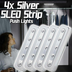 4X LED Strip Push Light Lights Sticker Battery Stick ON Kitchen Cupboard Shed