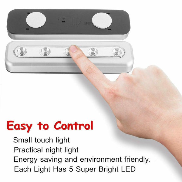 4X LED Strip Push Light Lights Sticker Battery Stick ON Kitchen Cupboard Shed