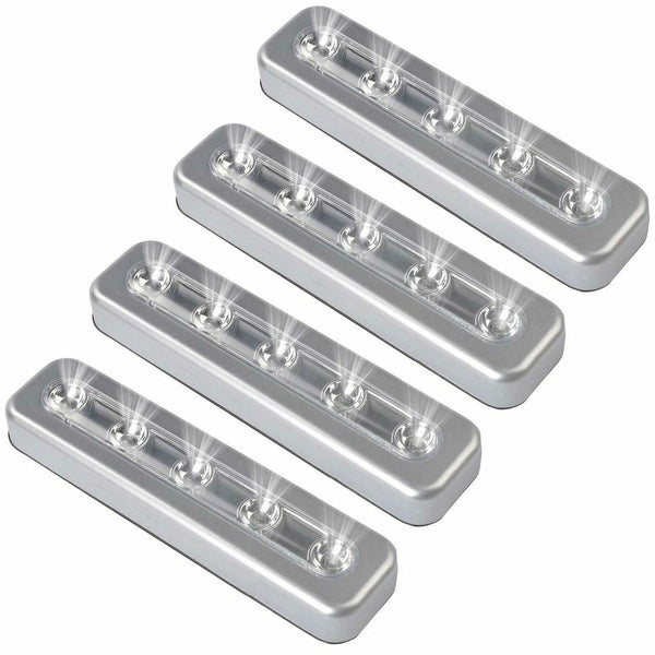 4X LED Strip Push Light Lights Sticker Battery Stick ON Kitchen Cupboard Shed