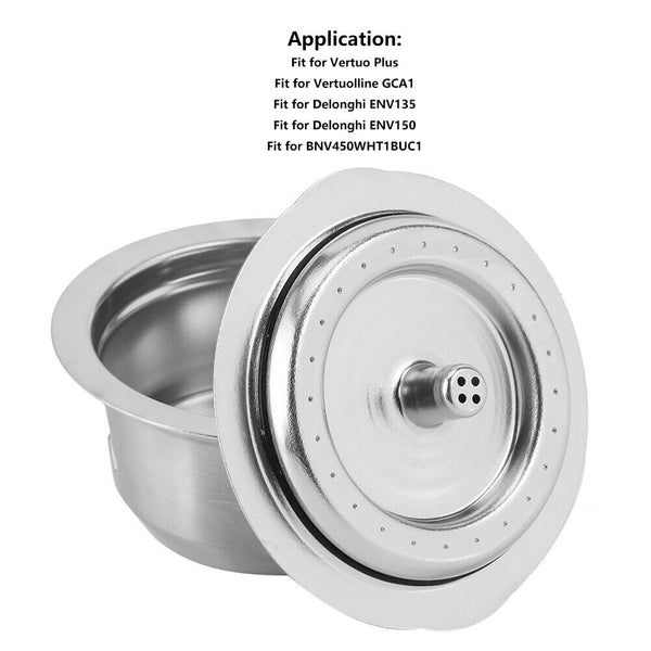 Reusable Stainless Steel Coffee Filter Refillable Capsule Cup For BNV Vertuo