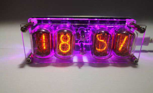 IN-12 Glow Integrated Tube Digital Seven Color RGB LED Nixie Retro 4 Digit Clock
