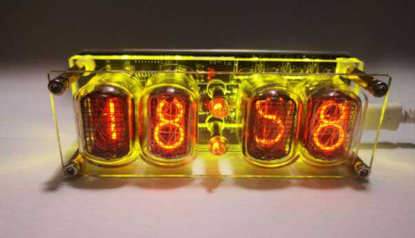 IN-12 Glow Integrated Tube Digital Seven Color RGB LED Nixie Retro 4 Digit Clock
