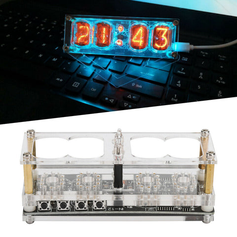 IN-12 Glow Integrated Tube Digital Seven Color RGB LED Nixie Retro 4 Digit Clock
