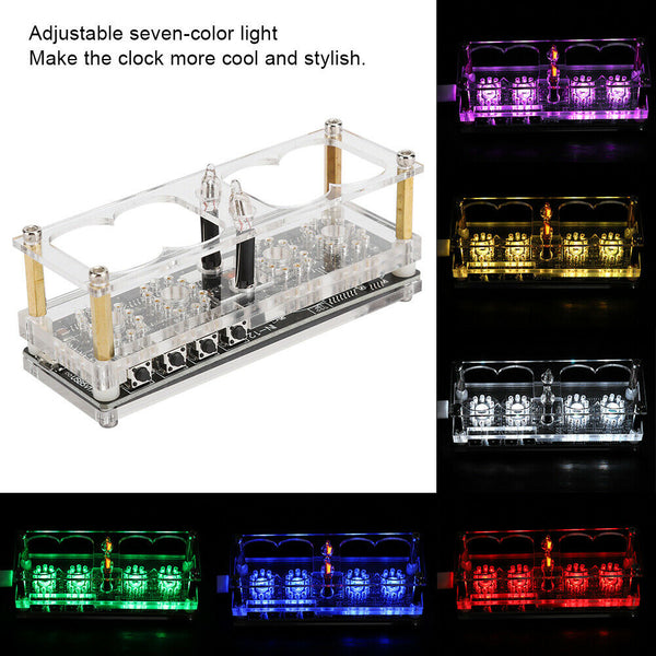 IN-12 Glow Integrated Tube Digital Seven Color RGB LED Nixie Retro 4 Digit Clock