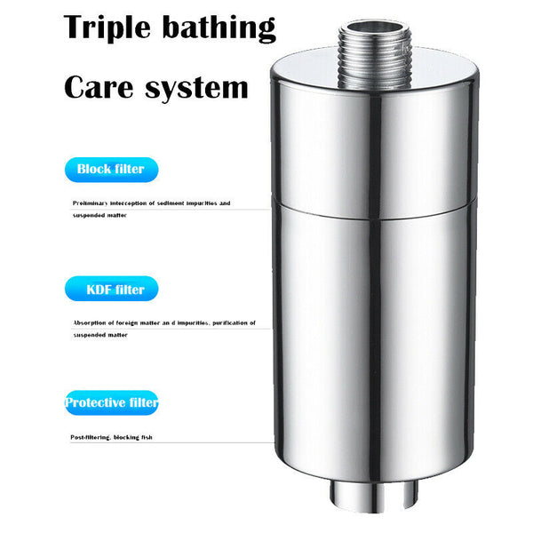 2X Shower Head Filter Hard Water Softener Remove Chlorine Purifier Universal