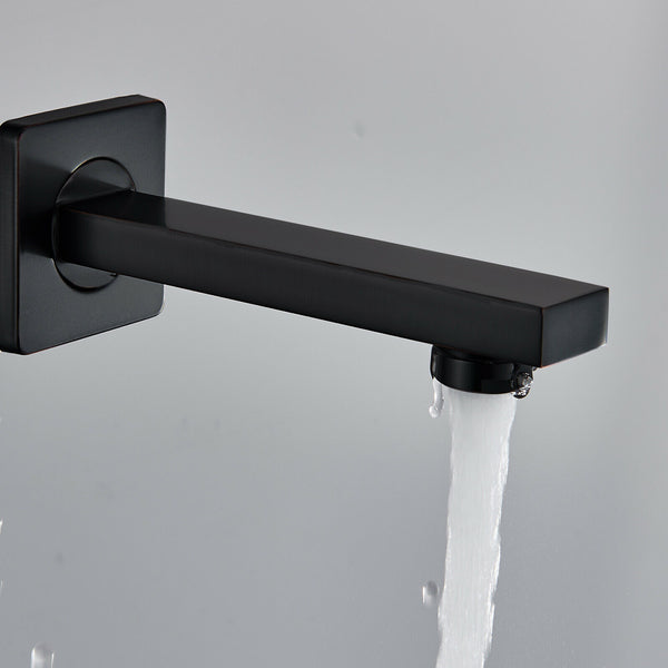 12" Black Bath Shower Faucet Brass Rainfall Head Combo Massage Jets Tub Filler