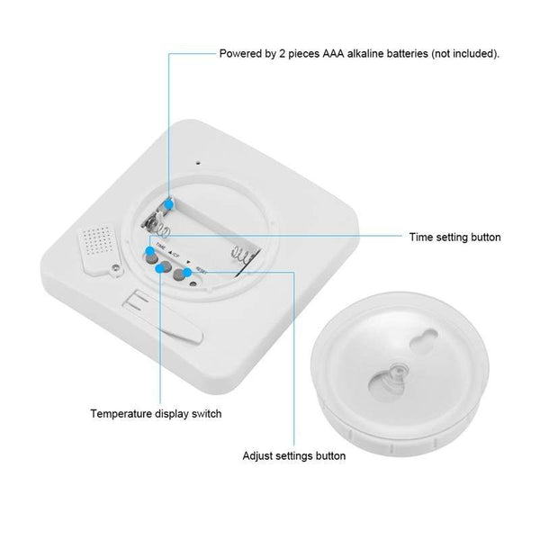 Digital LCD Count Down Timer Temperature Humidity Waterproof Wall Shower Clock
