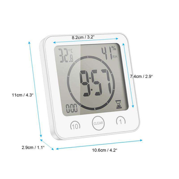 Digital LCD Count Down Timer Temperature Humidity Waterproof Wall Shower Clock