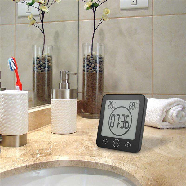 Digital LCD Count Down Timer Temperature Humidity Waterproof Wall Shower Clock