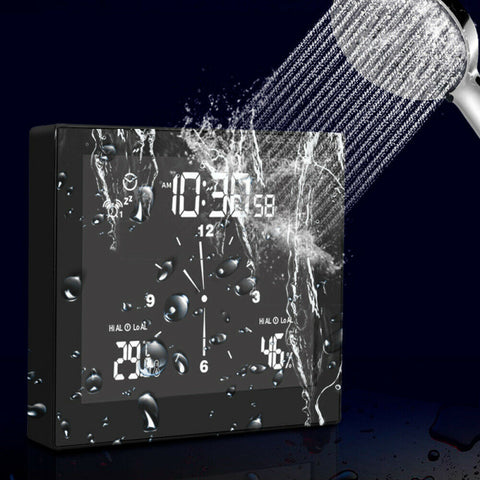 Digital LCD Count Down Timer Temperature Humidity Waterproof Wall Shower Clock